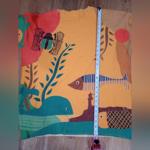 YESNO Womens Artsy Novelty Graphic Fish Ocean Life Wool Blend Pullover Sweater - Picture 7 of 8